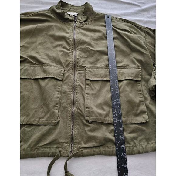 Perch by Blu Pepper Green Front Zip Cropped Jacket Sz 1X Plus Military - Picture 4 of 10